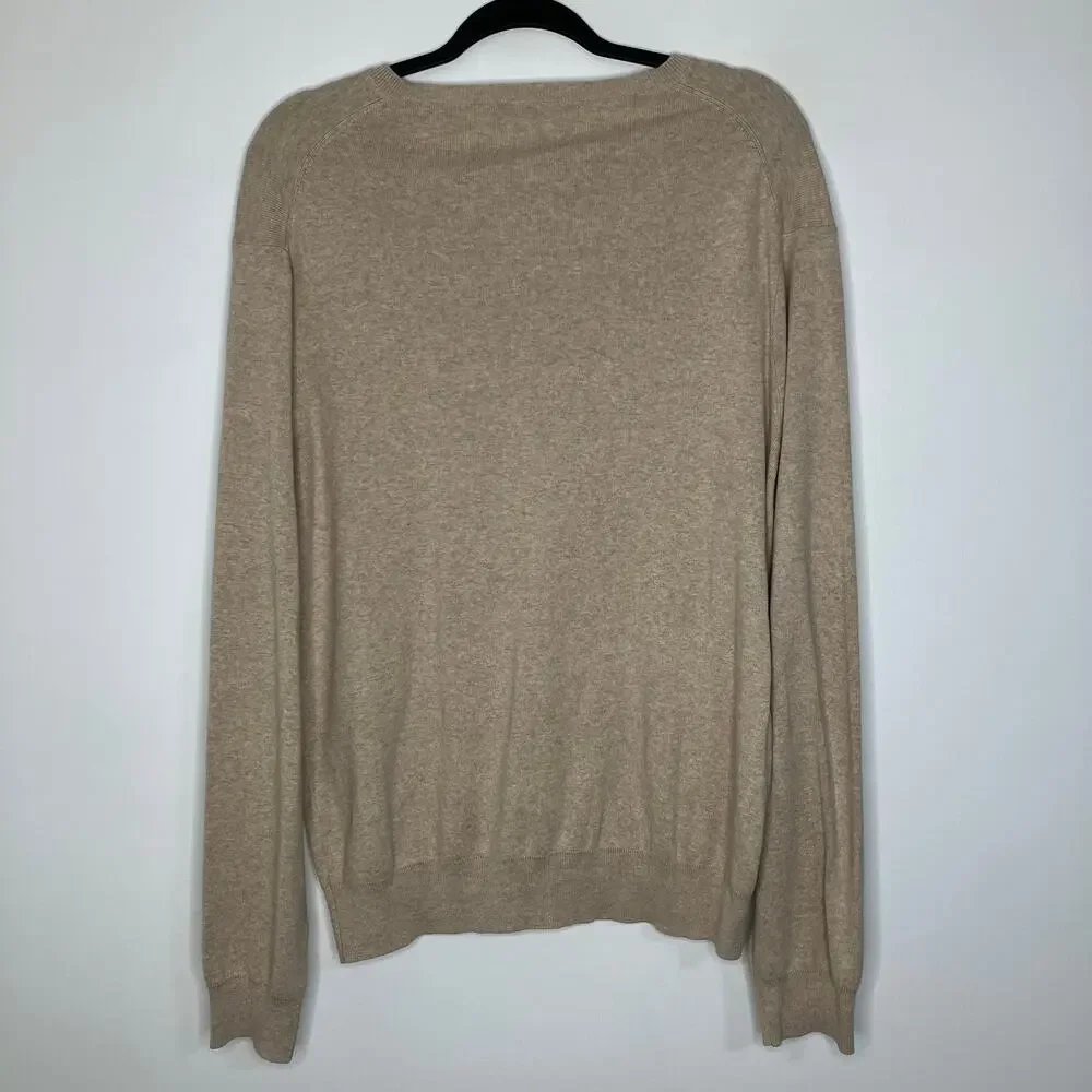 POLO RALPH LAUREN Men's Pima Cotton V Neck Sweater Tan Large